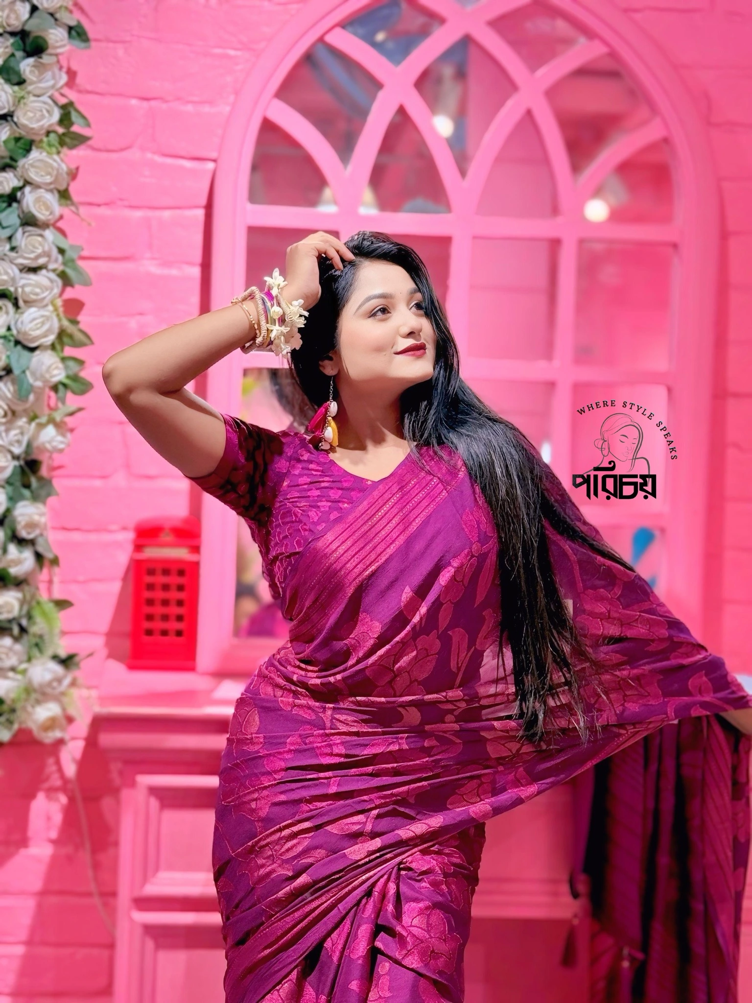 Soft shipon jorjet saree - Image 6