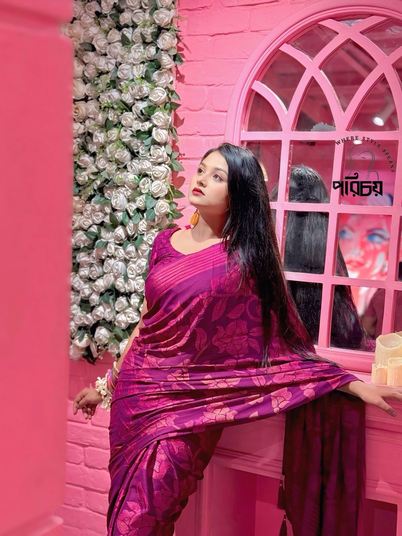 Soft shipon jorjet saree - Image 5